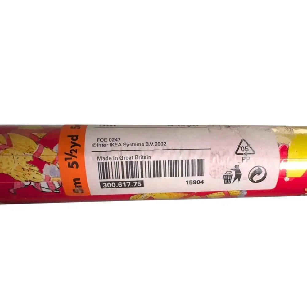 Vintage IKEA Vantan Wrapping Paper 5m Scandinavian Christmas Goats Mice NOS